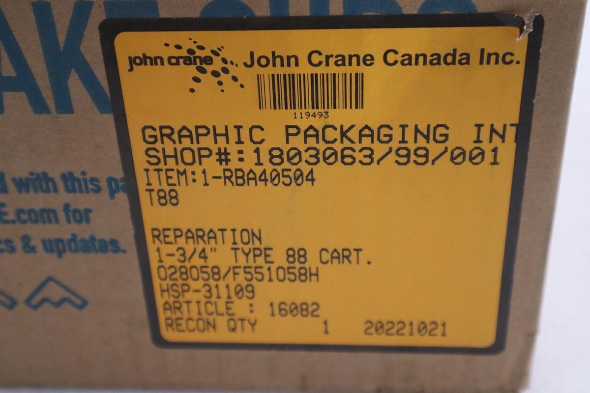 John Crane 1-3/4" Type 88 Cart Cartridge Seal - NEW IN BOX - STOCK GF918