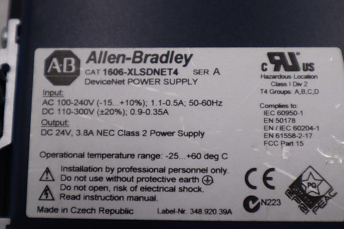 Used ALLEN BRADLEY 1606-XLSDNET4 AB SER. A 100-240VAC 0.9-0.35A STOCK L-734-A