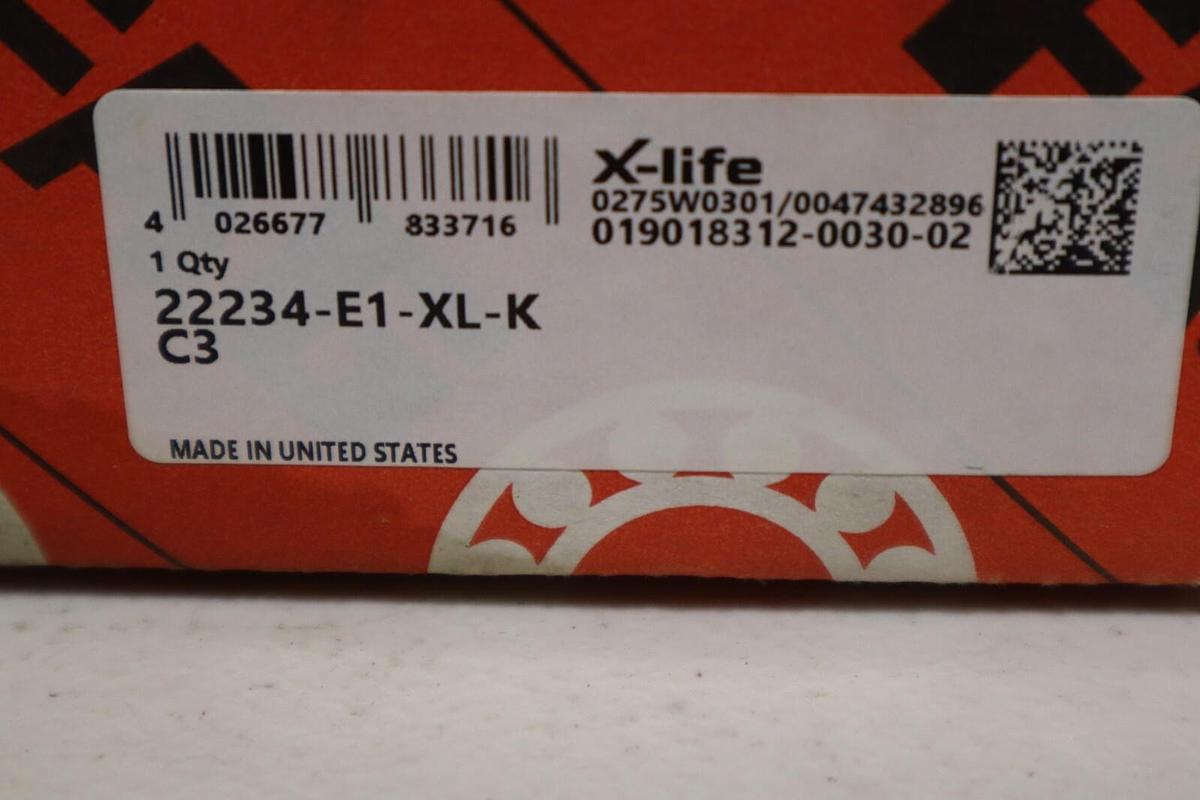 FAG 22234-E1-XL-KC3 SPHERICAL ROLLER BEARING - 170 MM ID 310 MM OD STOCK S-509