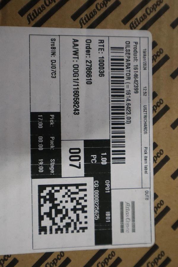 NEW OPEN BOX 1614-6423-99 Oil Separator Suitable Atlas Copco 1614642399 STK SGF6