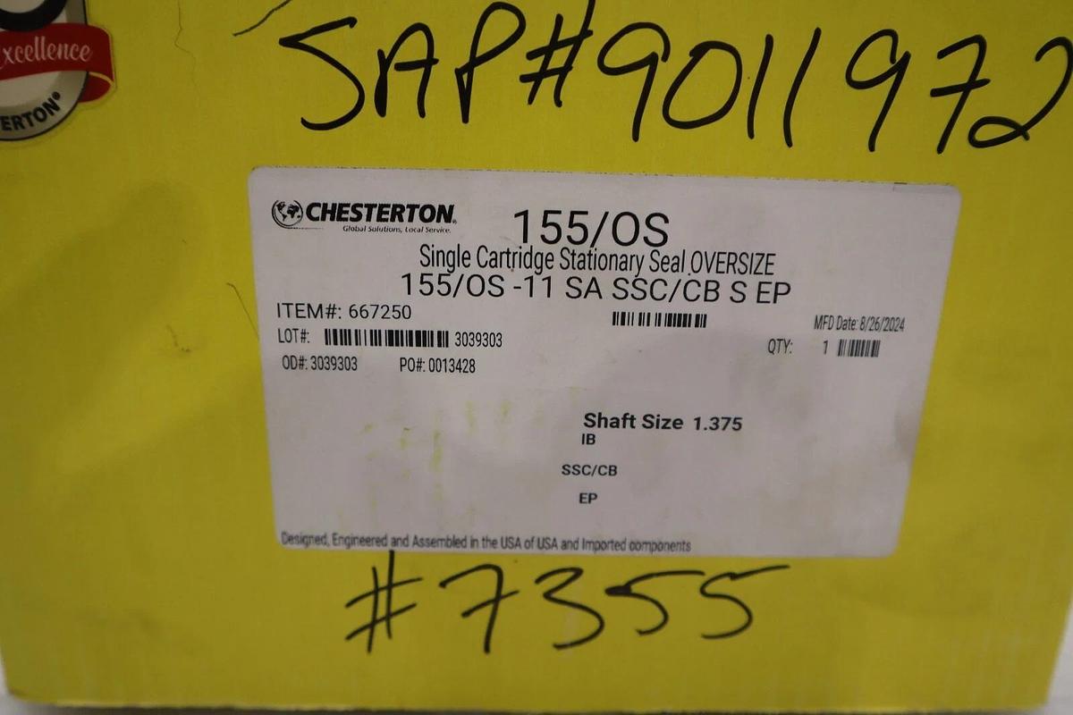Used CHESTERTON 155/OS-11 SA SSC/CB SINGLE CARTRIDGE STATIONARY SEAL OVERSIZE #2253B