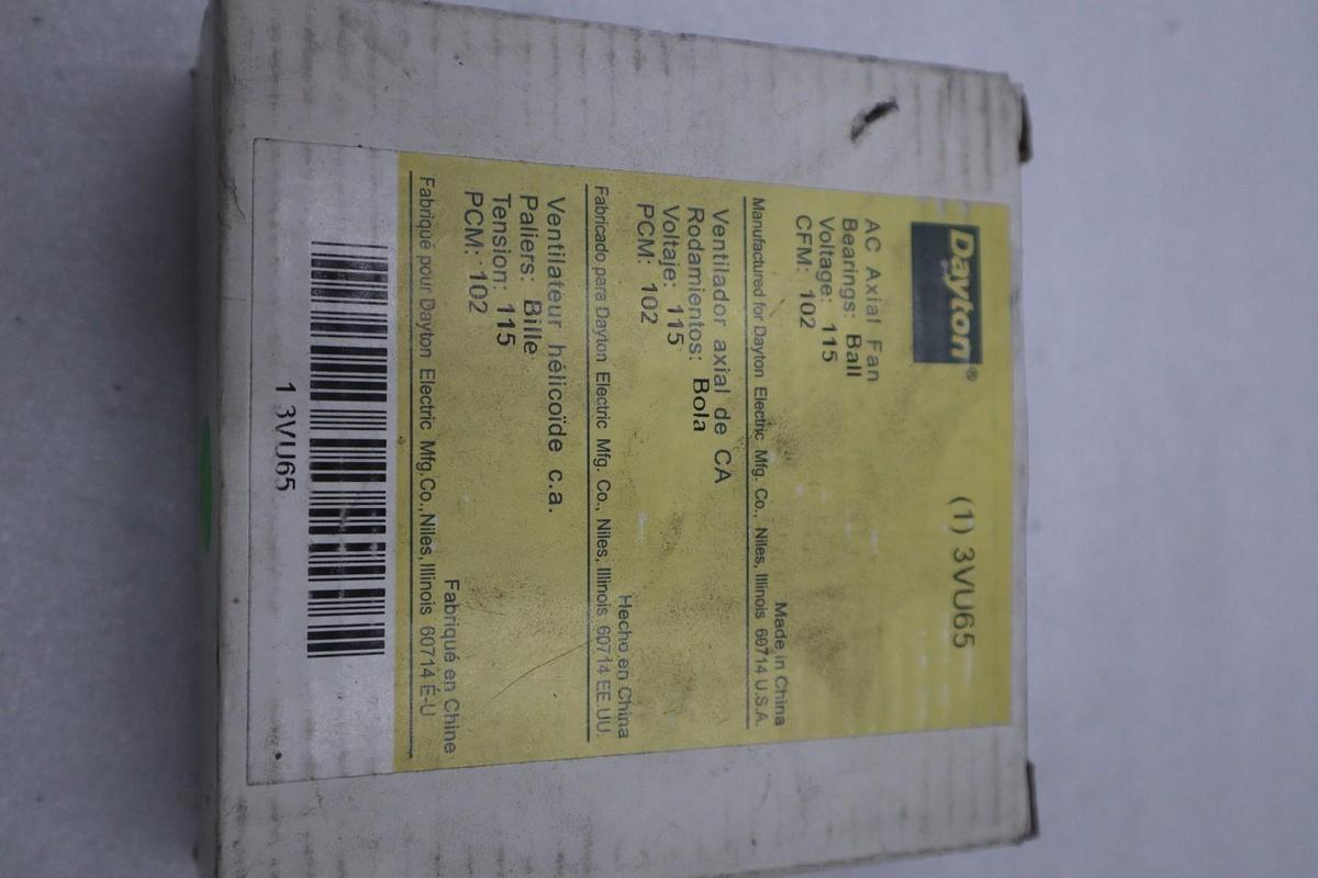 Used New OPEN BOX Dayton 3VU65 AC Axial Fan 115V CFM:102 STK K4034CC