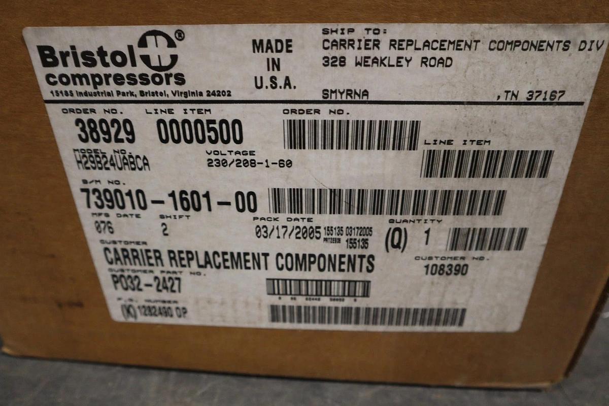 Used AC Compressor 2 Ton H29B24UABCA 208-230v Fits Bristol - STOCK SGF-9