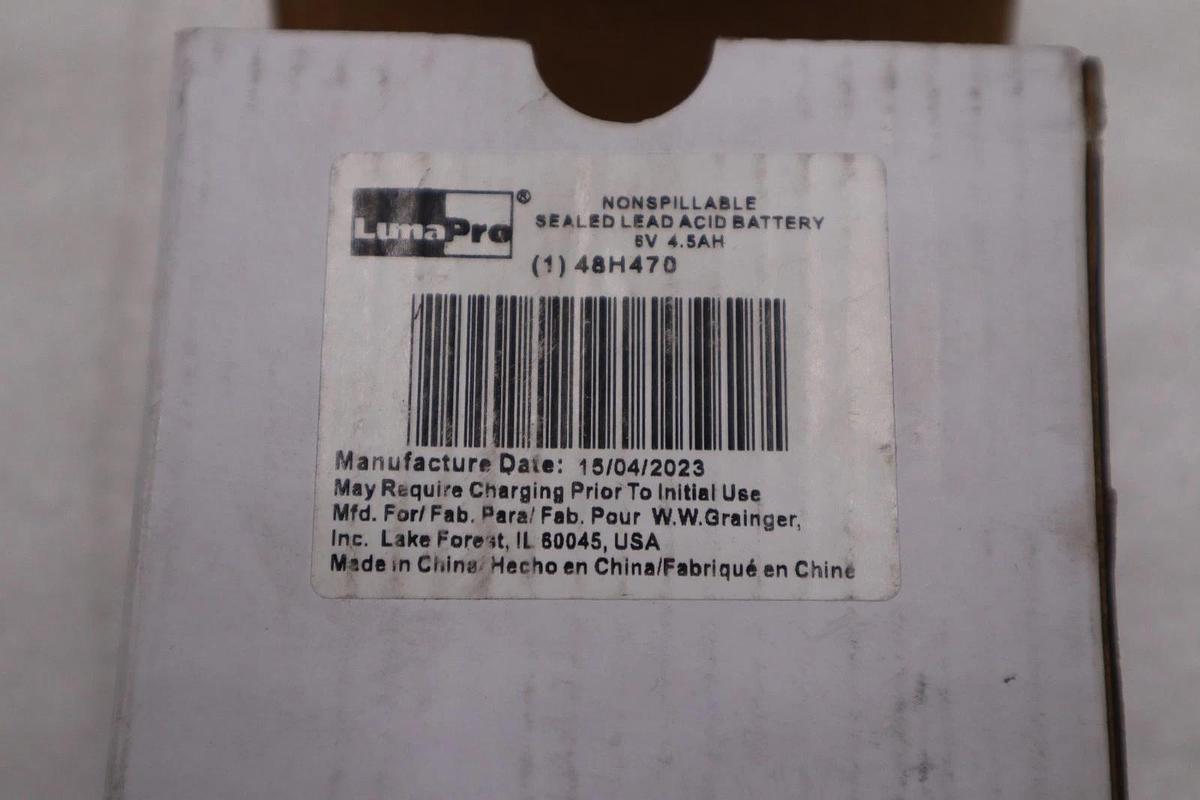 NEW OPEN BOX LUMAPRO 48H470 SEALED LEAD ACID RECHARGEABLE BATTERY K-775CC