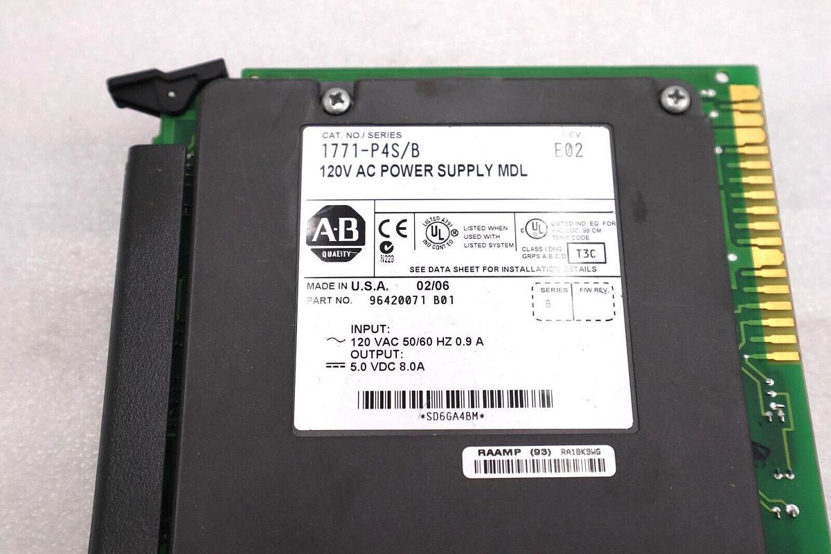 Used ALLEN BRADLEY 1771-P4S SER B 120V AC POWER SUPPLY MODULE #L-521