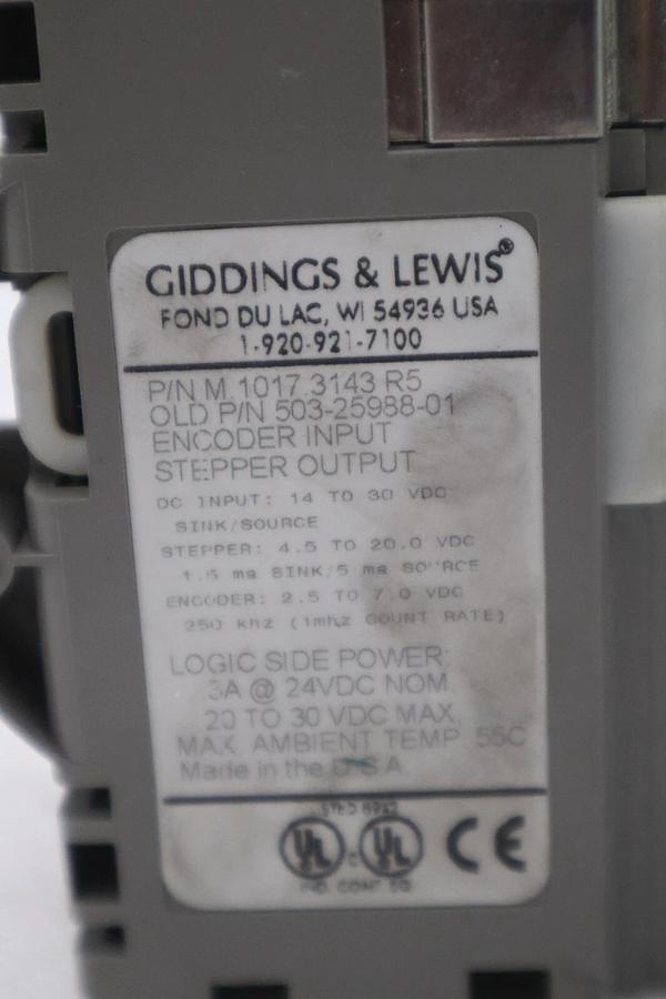 Used GIDDINGS & LEWIS M.1017.3143 R5 STEPPER OUTPUT ENCODER INPUT STOCK 659-D