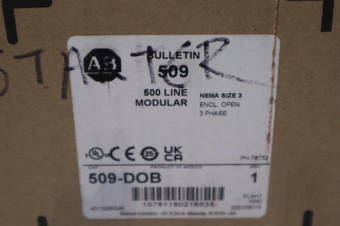 Used NIB Allen Bradley Size 3 Stater 480V Coil 509-DOB STOCK 5543