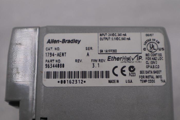 NEW ALLEN BRADLEY 1794-AENT ADAPTER KIT ETHERNET/IP FLEX I/O STOCK B-1699