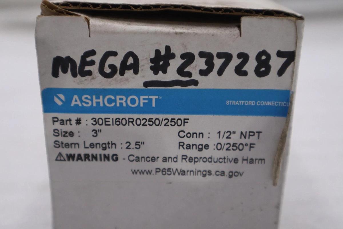 NEW OPEN BOX ASHCROFT 30EI60R0250/250F 3" STOCK GF281A