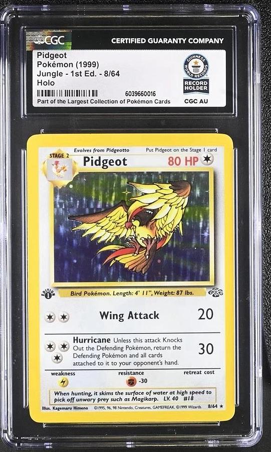Used Pokemon Pidgeot Jungle 1st Edition Holo Rare 8/64 CGC WORLD RECORD HOLDER 1/1