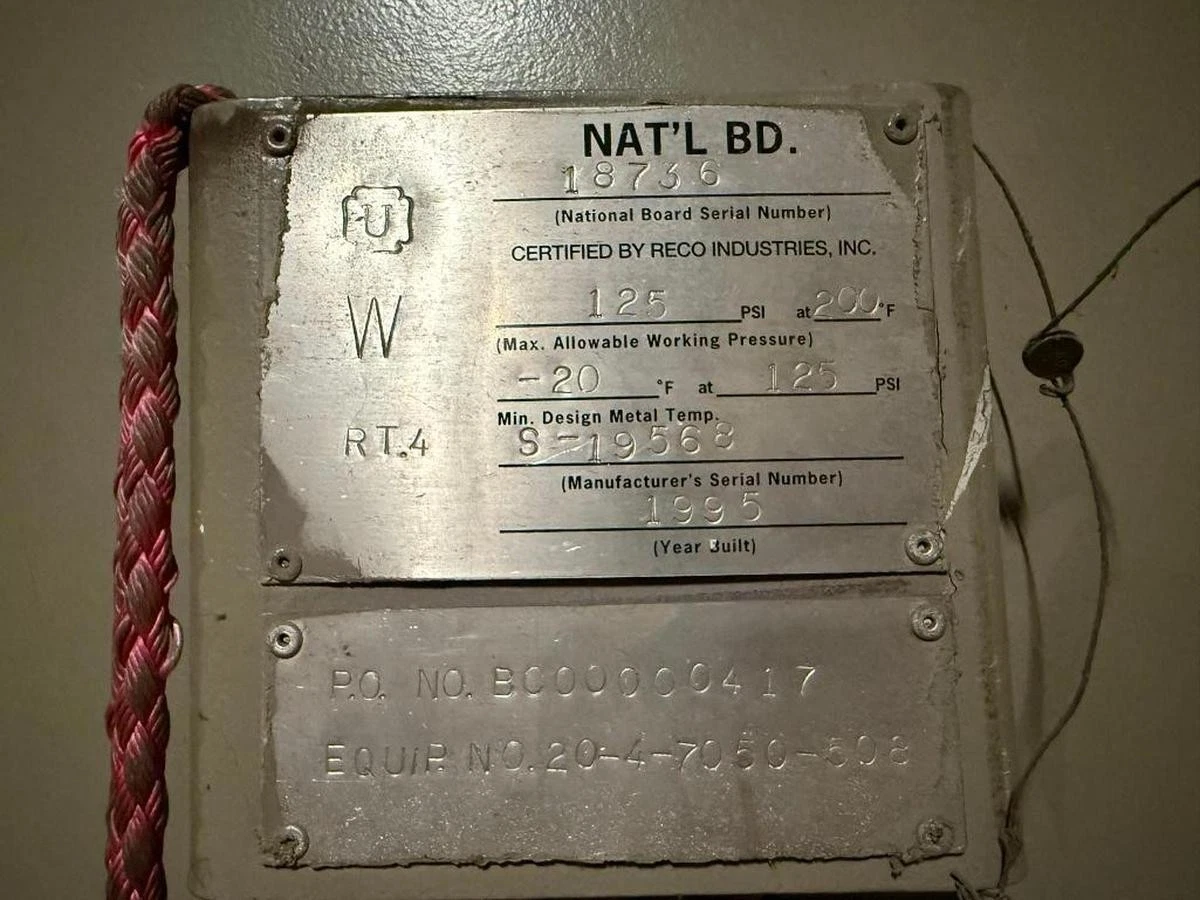 Used 3,000 GALLON AIR TANK NATIONAL BOARD PRESSURE VESSEL