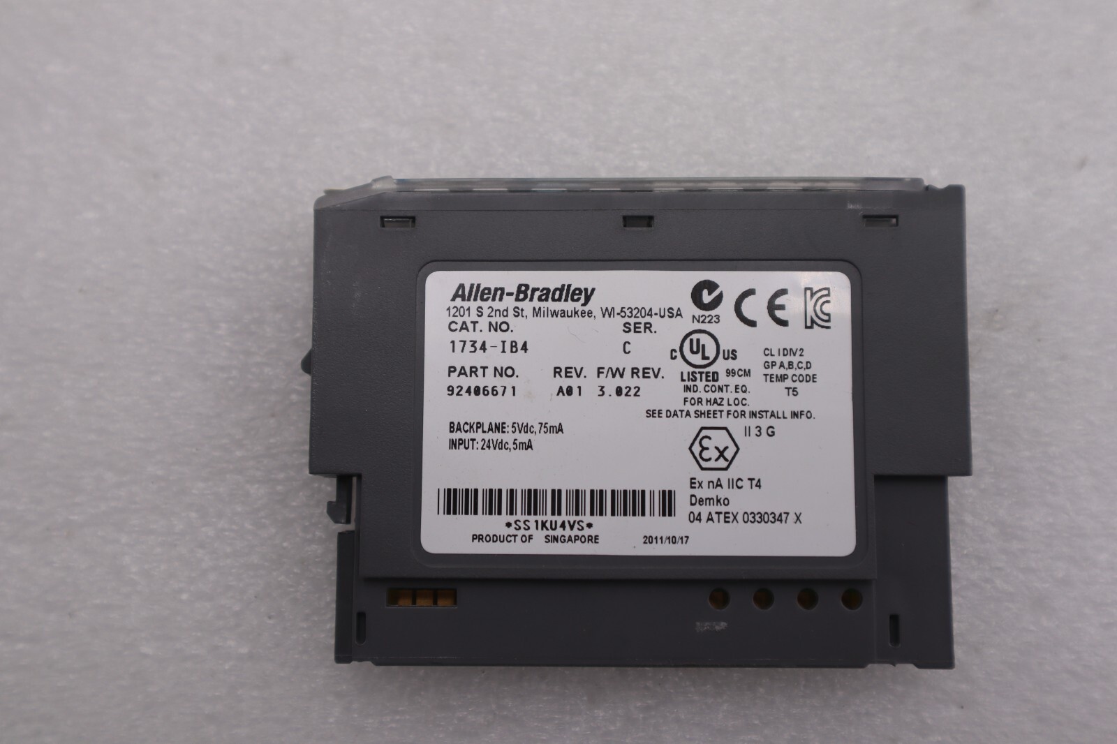 Used ALLEN BRADLEY 1734-IB4 POINT I/O Input Module Series C STOCK #807