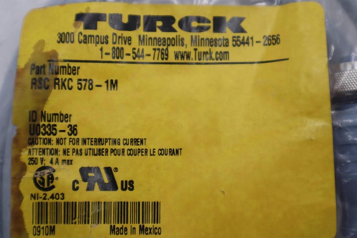 TURCK U0335-36 NETWORK EUROFAST CABLES RSC-RKC-578-1M STOCK K-3905