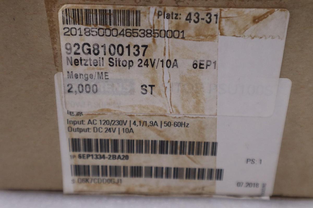 Used SIEMENS 6EP1334-2BA20 power supply, PSU100S, SITOP, NEW IN BOX STOCK GF-606A