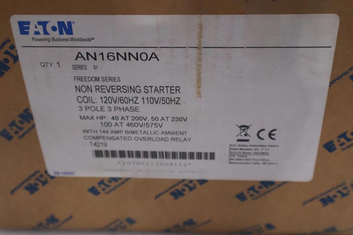Used NEW Eaton - AN16NN0A - Freedom Nema Starter, Non-Reversing, 135 A STK SGF131