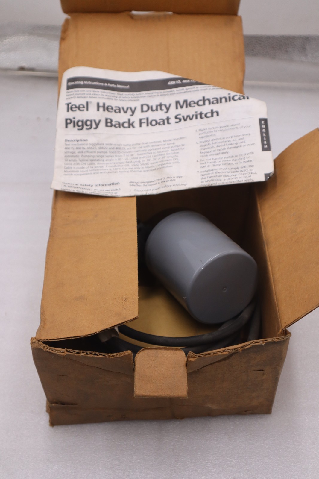 TEEL 4RK29 FLOAT SWITCH - NEW IN BOX - STOCK GF1367