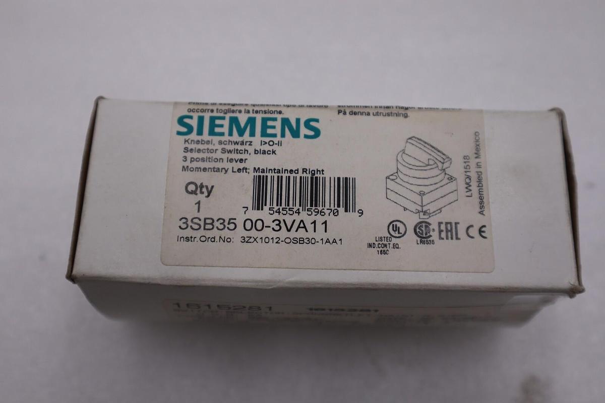 NEW Siemens 3SB35 00-3VA11 HEAVY DUTY SELECTOR SWITCH LONG HANDLE STK H414A