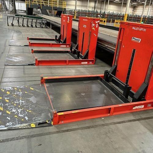 Used PRESTO P4-25-4348-LPT FLOOR LEVEL PALLET LIFT LOAD LEVELER TURNTABLE 2,500 POUND