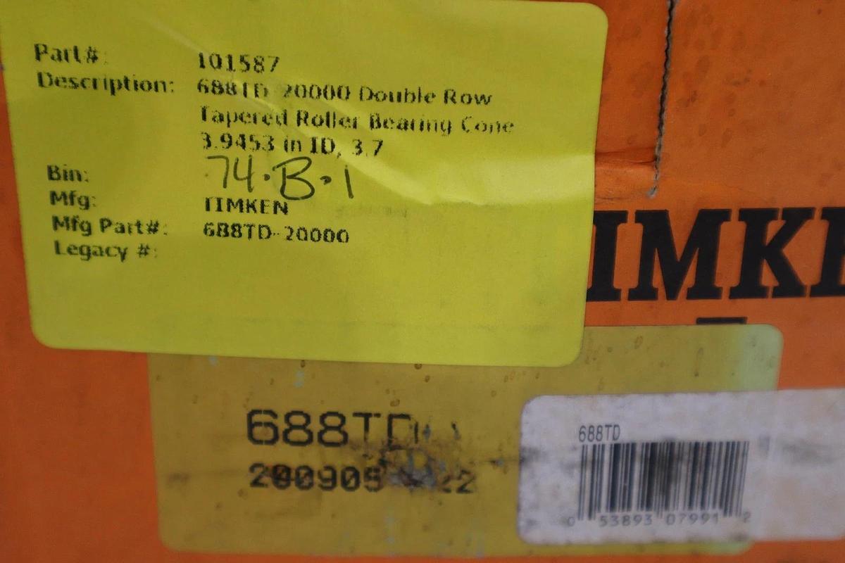 Used TIMKEN 688TD TAPERED ROLLER BEARING DOUBLE ROW CONE 4-8 OD - NEW - STOCK 2922CC