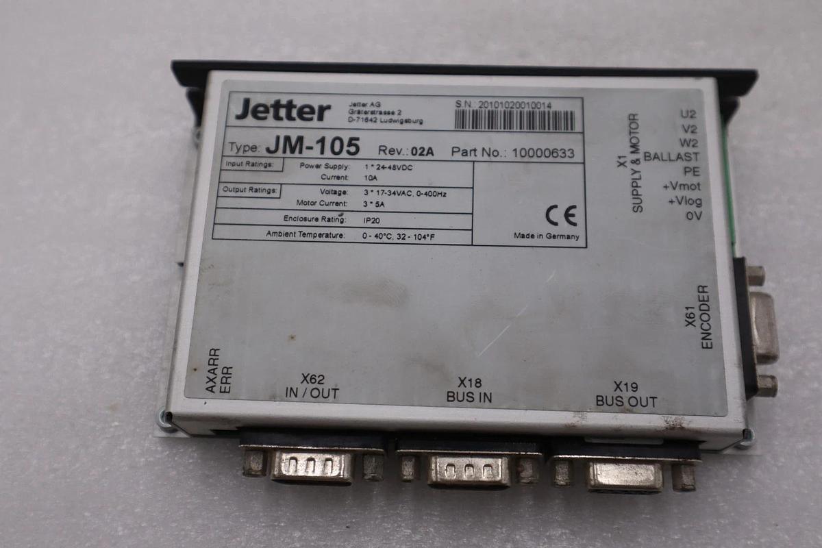 Used JETTER Type: JM-105 Rev. 02A / 10000633 Drive STOCK H1067A