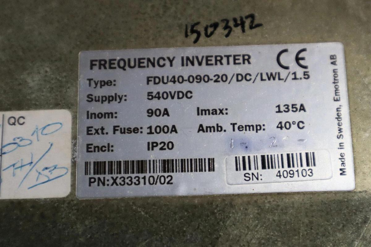 Used EMOTRON FDU40-090-20/DC/LWL/1.5 SUPPLY 540VDC FREQUENCY INVERTER STOCK 2239
