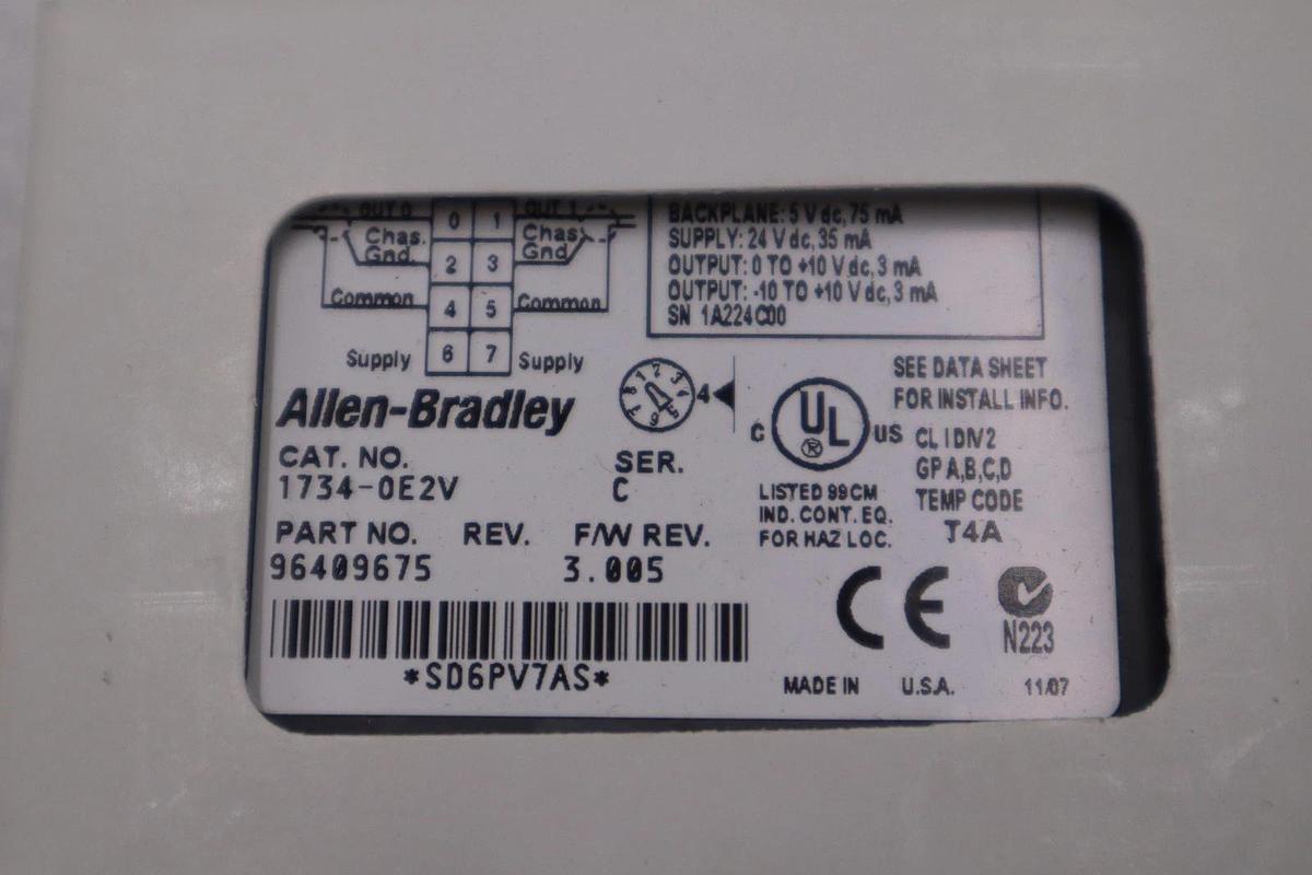 Used Allen Bradley 1734-0E2V OUTPUT MODULE POINT I/O ANALOG STOCK H1201A