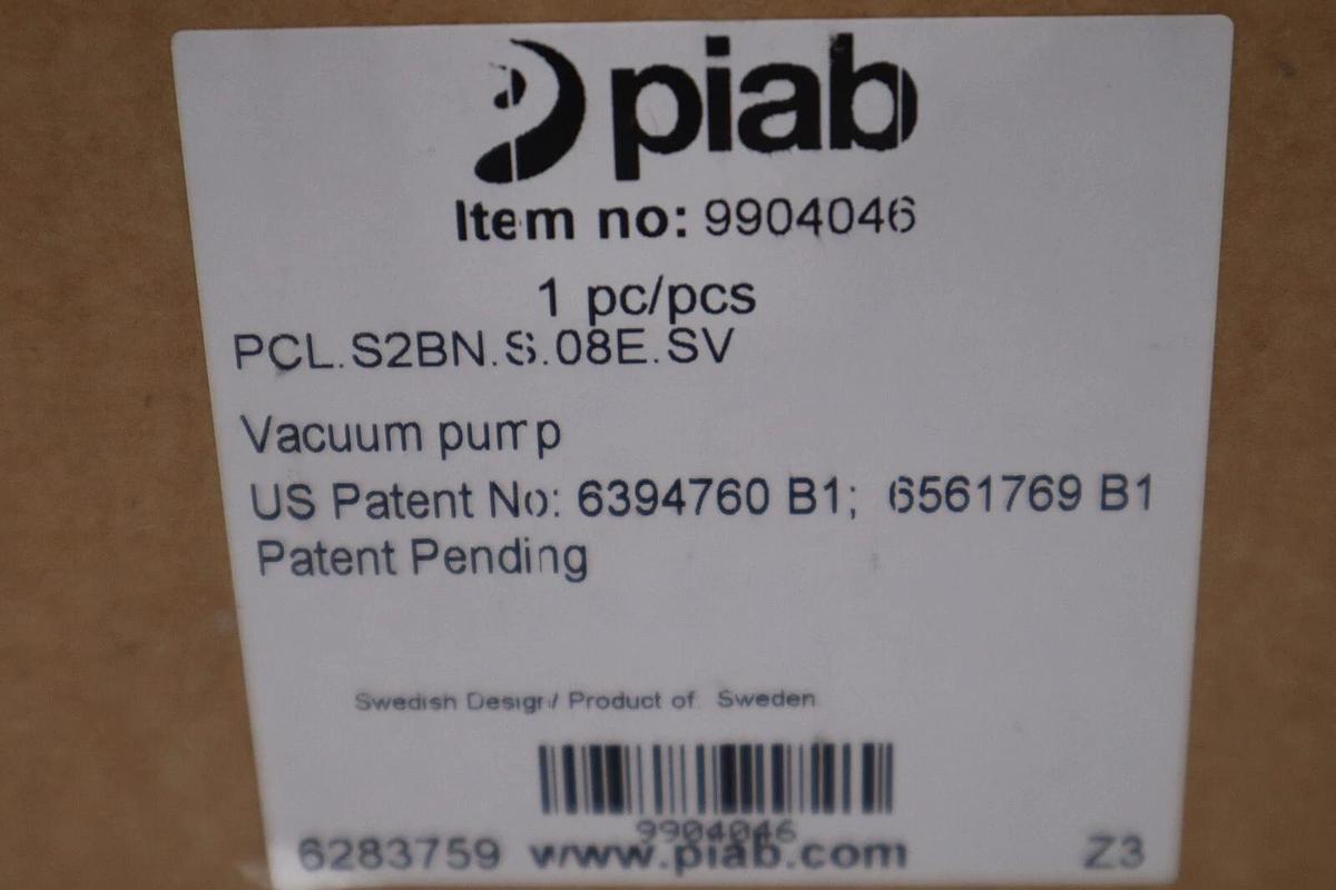 Used PIAB VACUUM PRODUCTS PCL.S2BN.S.08E.SV / 9904046 NEW IN BOX STOCK H333
