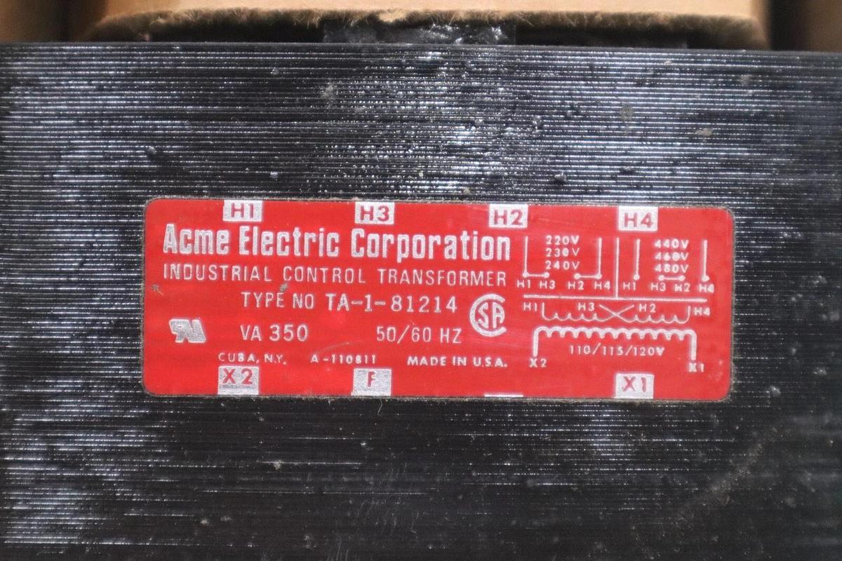 Used ACME ELECTRIC TA-1-81214 1 PHASE 350 VA 240-480-120V TRANSFORMER STOCK G426A