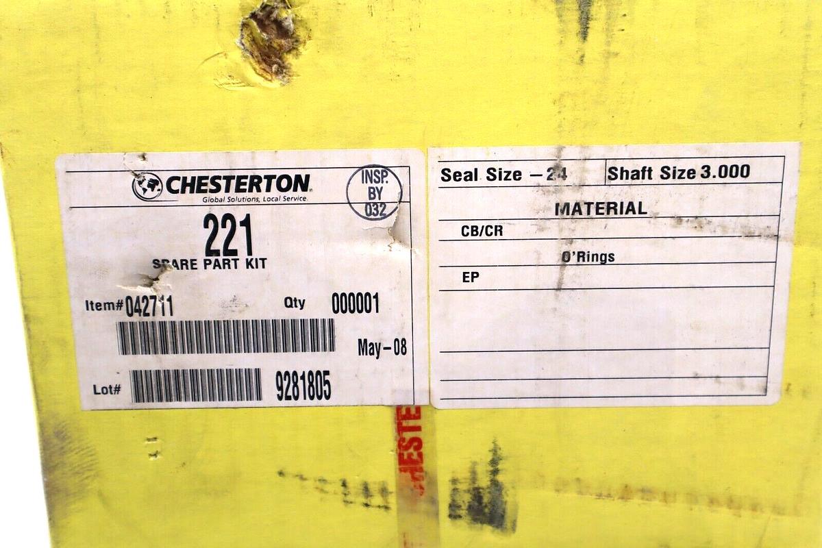 Used NEW CHESTERTON 042711 221 SPARE PART KIT SPLIT STEAL SEAL-24 SHAFT/3.000 #L-454