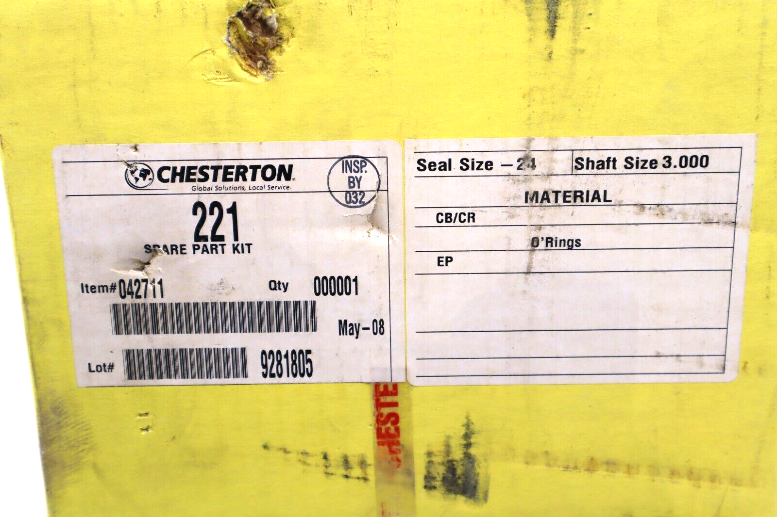 Used NEW CHESTERTON 042711 221 SPARE PART KIT SPLIT STEAL SEAL-24 SHAFT/3.000 #L-454