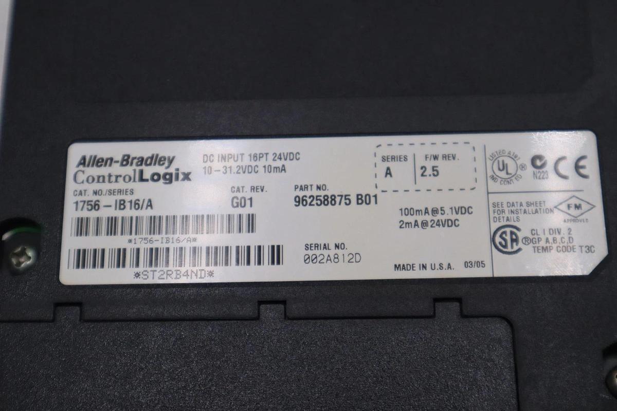Used ALLEN BRADLEY AB 1756-IB16 /A SERIES A INPUT MODULE 1756IB16 STK 3534A