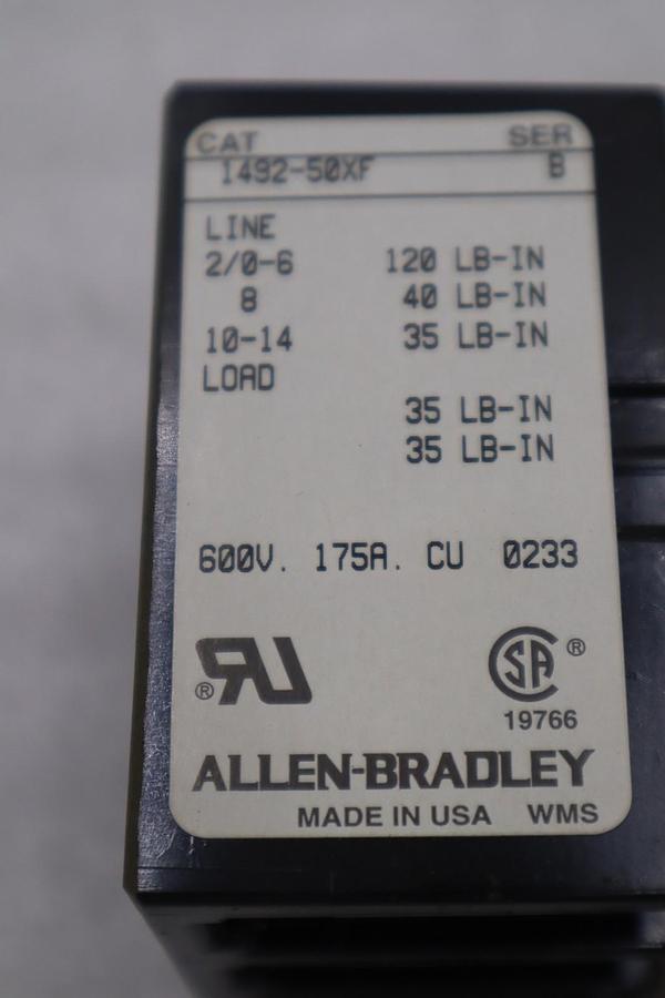 Used NEW OPEN BOX AB ALLEN BRADLEY 1492-50XF POWER TERMINAL BLOCK SER-B STK K3973CC