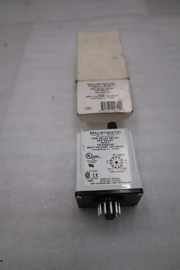 MACROMATIC TR-51622-05 120VAC/DC 10A 0.1-10S - NEW IN BOX - STOCK K778CC