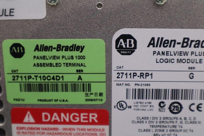 Used Allen Bradley 2711P-RDT10C W/ 2711P-T10C4D1 PLUS 2711P-RP1  Panelview STOCK 4813
