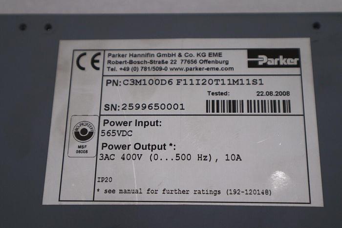 Used PARKER SERVO DRIVE C3M100D6 F11I20T11M11S1 / C3M100D6F11I20T11M11S1 STOCK 5362