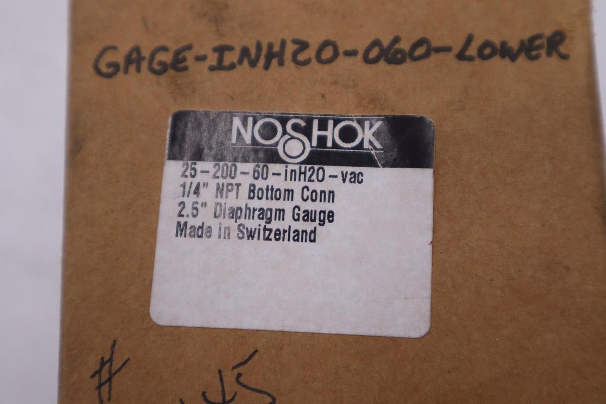 Noshok 25-200-60-inH20-vac Vacuum Gauge 1/4" NPT - STOCK GF608A