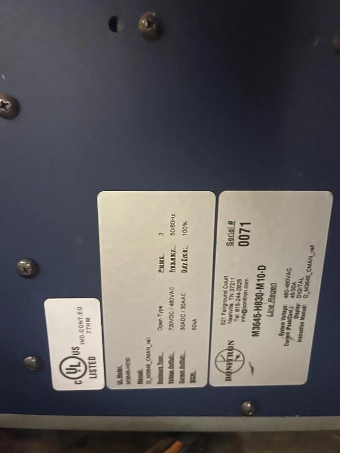 NEW BONITRON M3645-H030-M10-D / M3645H030M10D LINE REGEN 30 HP STOCK 3338