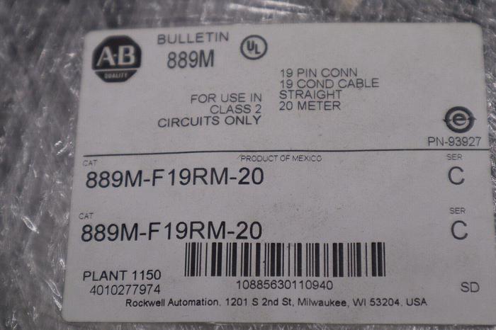 Allen Bradley 889M-F19RM-20 19 Pin Connecting Straight Cable NEW STOCK 5673