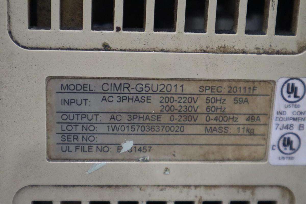 Used OMRON G5+ CIMR-G5U2011 200-230V 3 PHASE VARIABLE FREQUENCY AC DRIVE STOCK 3412-D