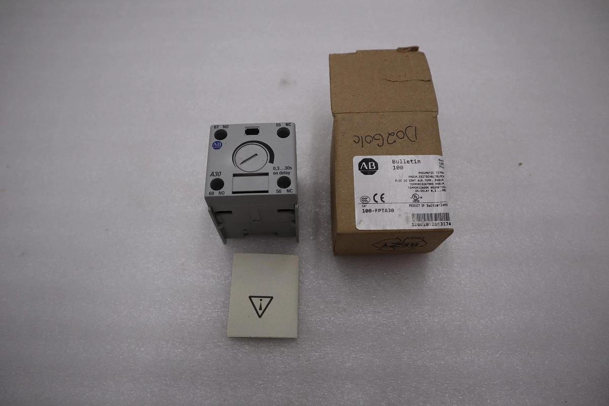 NEW OPEN BOX ALLEN BRADLEY 100-FPT PNEUMATIC TIMING MODULE AB STOCK H974A