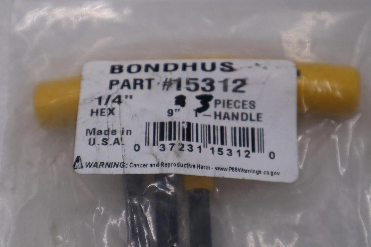 LOT OF 3 - Bondhus 15312 1/4" Hex Tip T-Handle with ProGuard Finish STOCK H1152A
