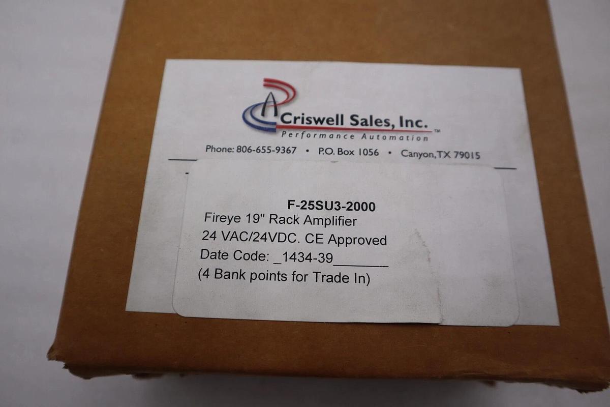 Used FIREYE 25SU3-2000 19" FLAME AMPLIFIER NEW IN BOX STOCK 3807