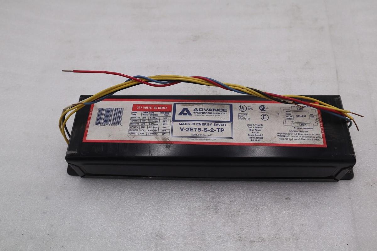 Used ADVANCE BALLAST V2E75-S-TP MARK III ENERGY SAVER STOCK 4584