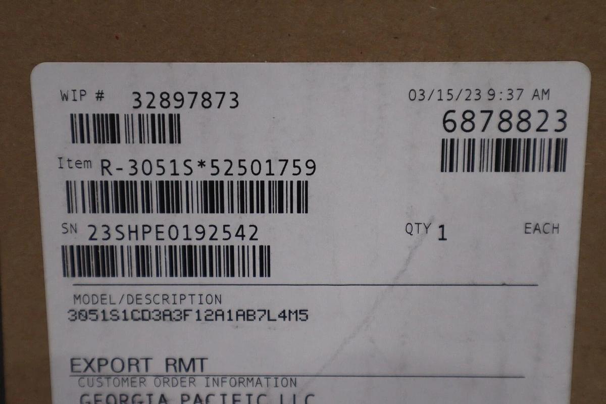 Used EMERSON 3051S1CD3A3F12A1AB7L4M5 / 3051S TRANSMITTER ROSEMOUNT NEW IN BOX #G92A