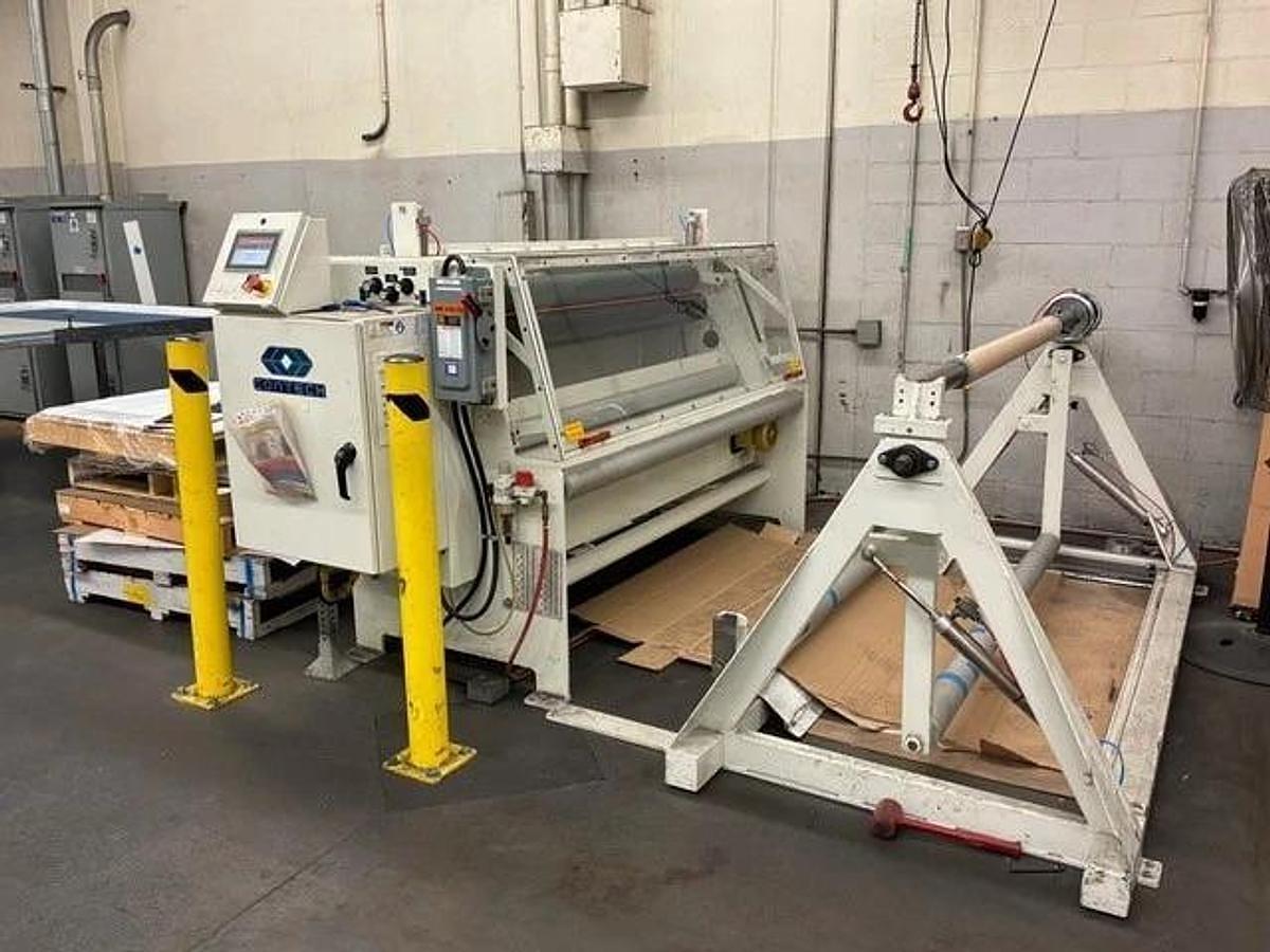 Used 74" WIDE CONTECH MODEL OS-74 SERVO SHEETER AUTOMATED ROLL CUTTER ALLEN BRADLEY