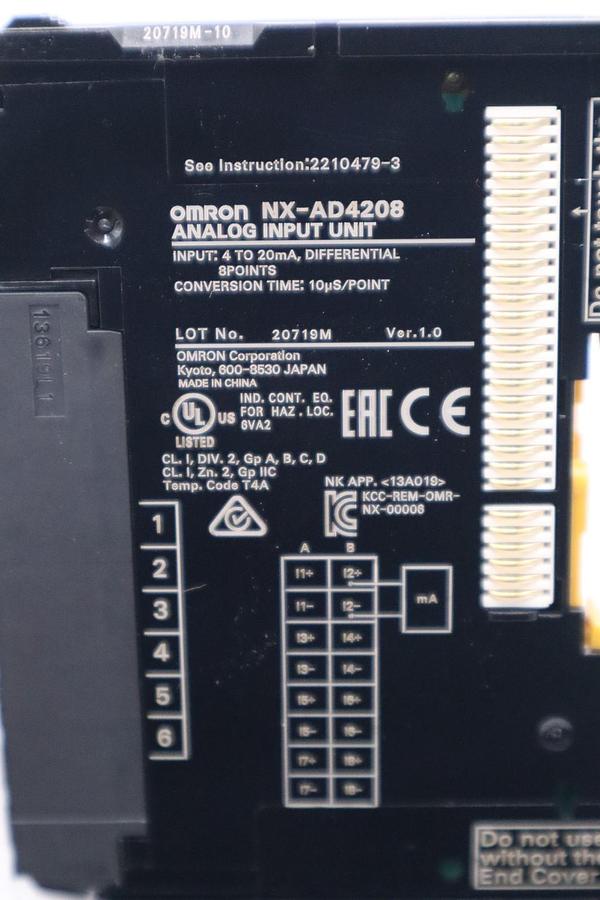 Used OMRON ANALOG INPUT UNIT NX-AD4208 (25 UNITS AVAILABLE) STOCK 5887A