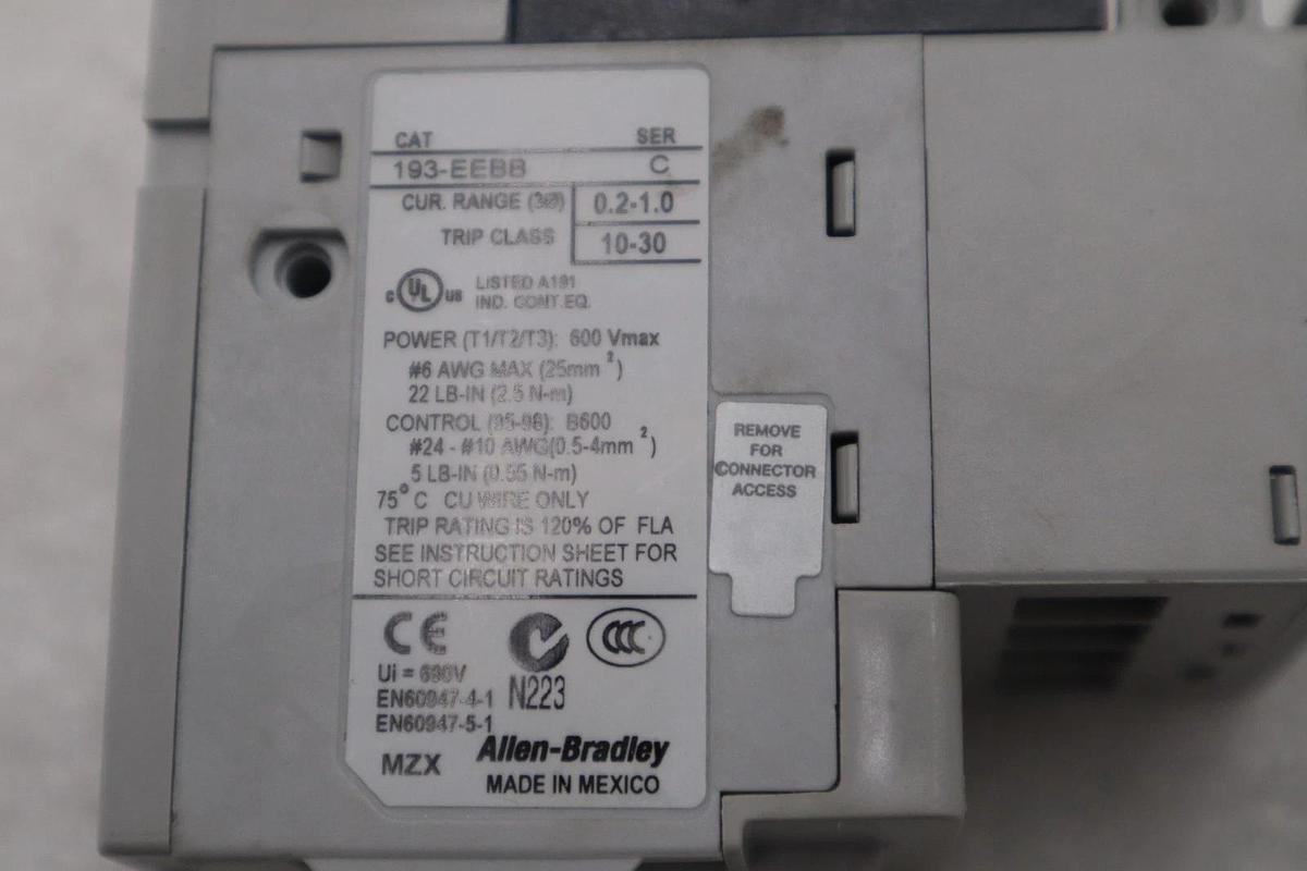 Refurbished ALLEN BRADLEY 193-EEBB Ser C Overload Relay 0.2-1.0A - STOCK GF191A