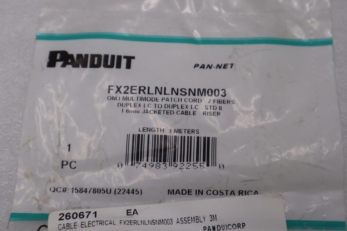 Panduit Corp FX2ERLNLNSNM003 3M OM3 2 Fiber Duplex PC STOCK H1647A