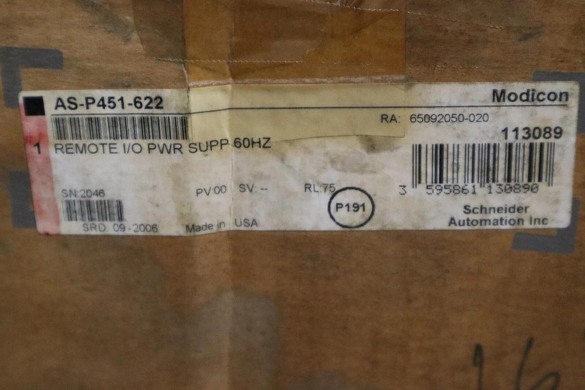 NEW Modicon AS-P451-622 Remote I/O PROCESSOR MODEL P451 200 SERIES STOCK 5000A