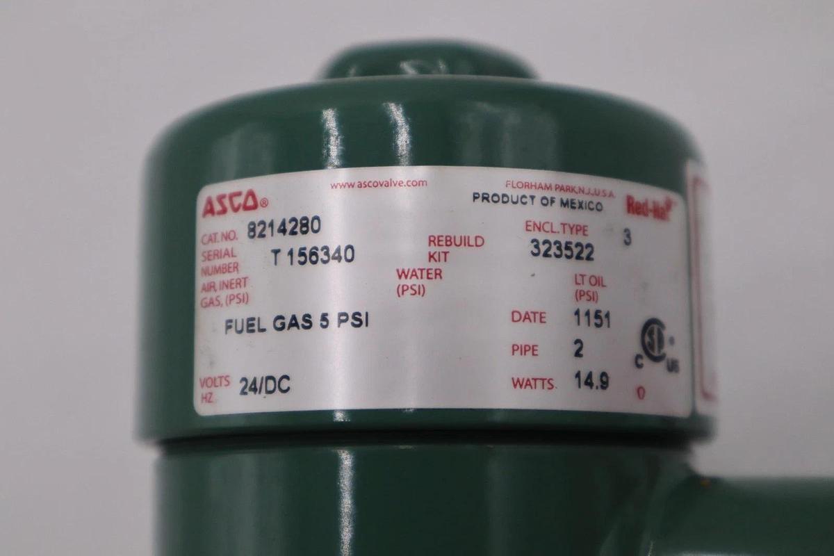 Asco RedHat 8214280 24 DC High-Flow Fuel Gas Shut Off Solenoid Valve STOCK H1581